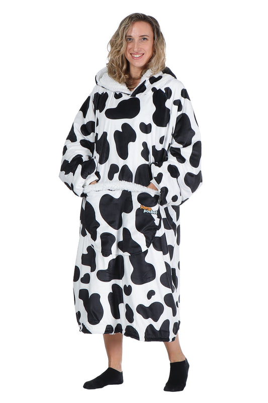 Jump Pocket Cow Print Blanket Hoodie