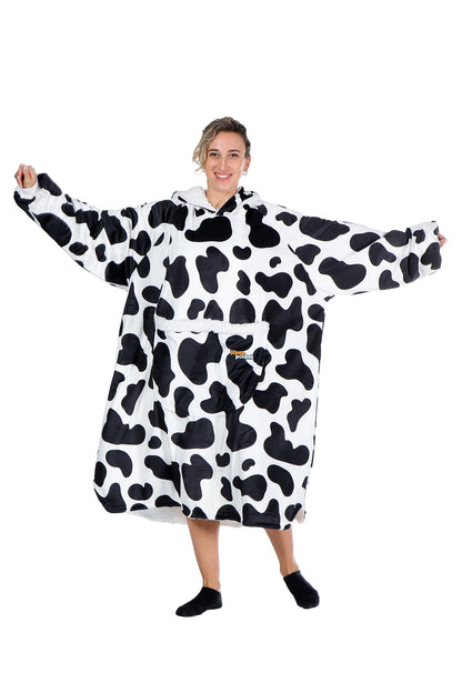 Jump Pocket Cow Print Blanket Hoodie