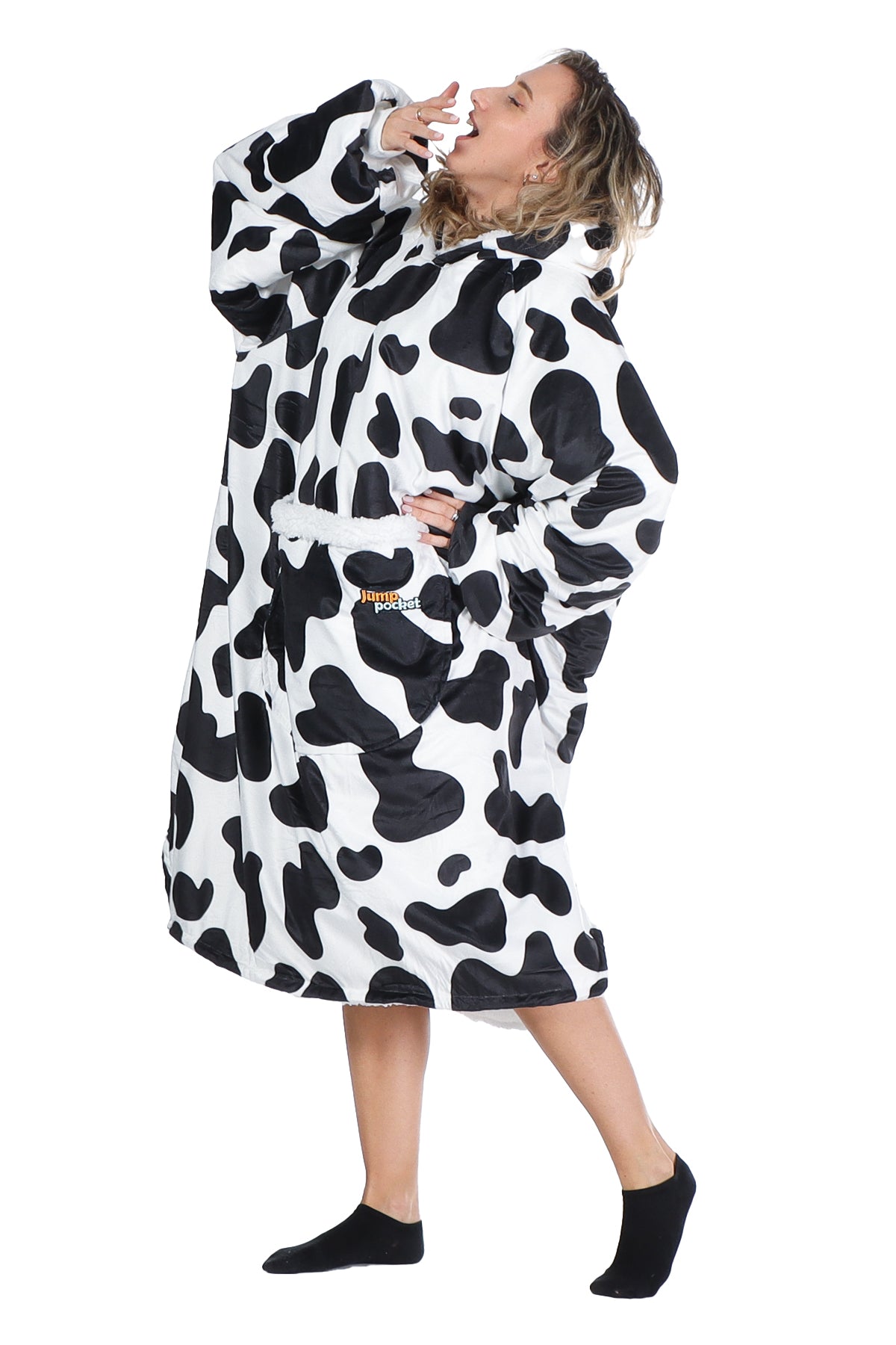 Jump Pocket Cow Print Blanket Hoodie