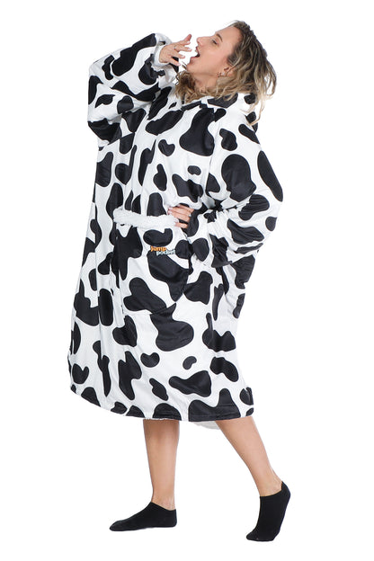 Jump Pocket Cow Print Blanket Hoodie