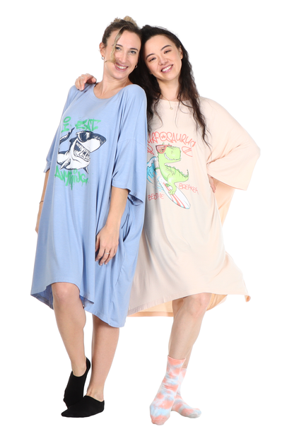 Dinosaur Jump Pocket Oversized Sleep Shirt
