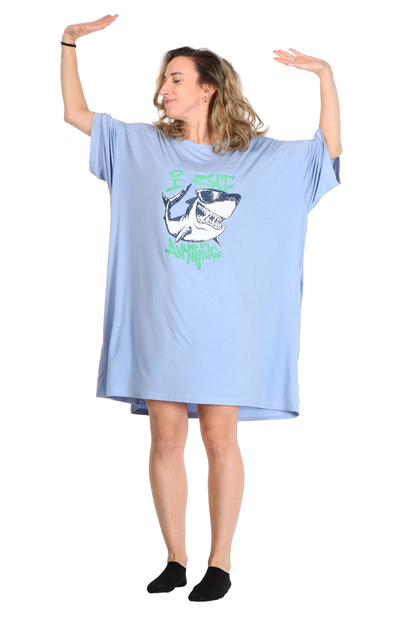Shark Jump Pocket Oversized Sleep Shirt