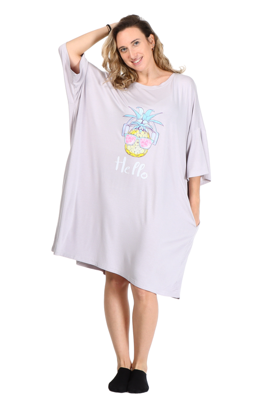 Pineapple Jump Pocket Oversized Sleep Shirt
