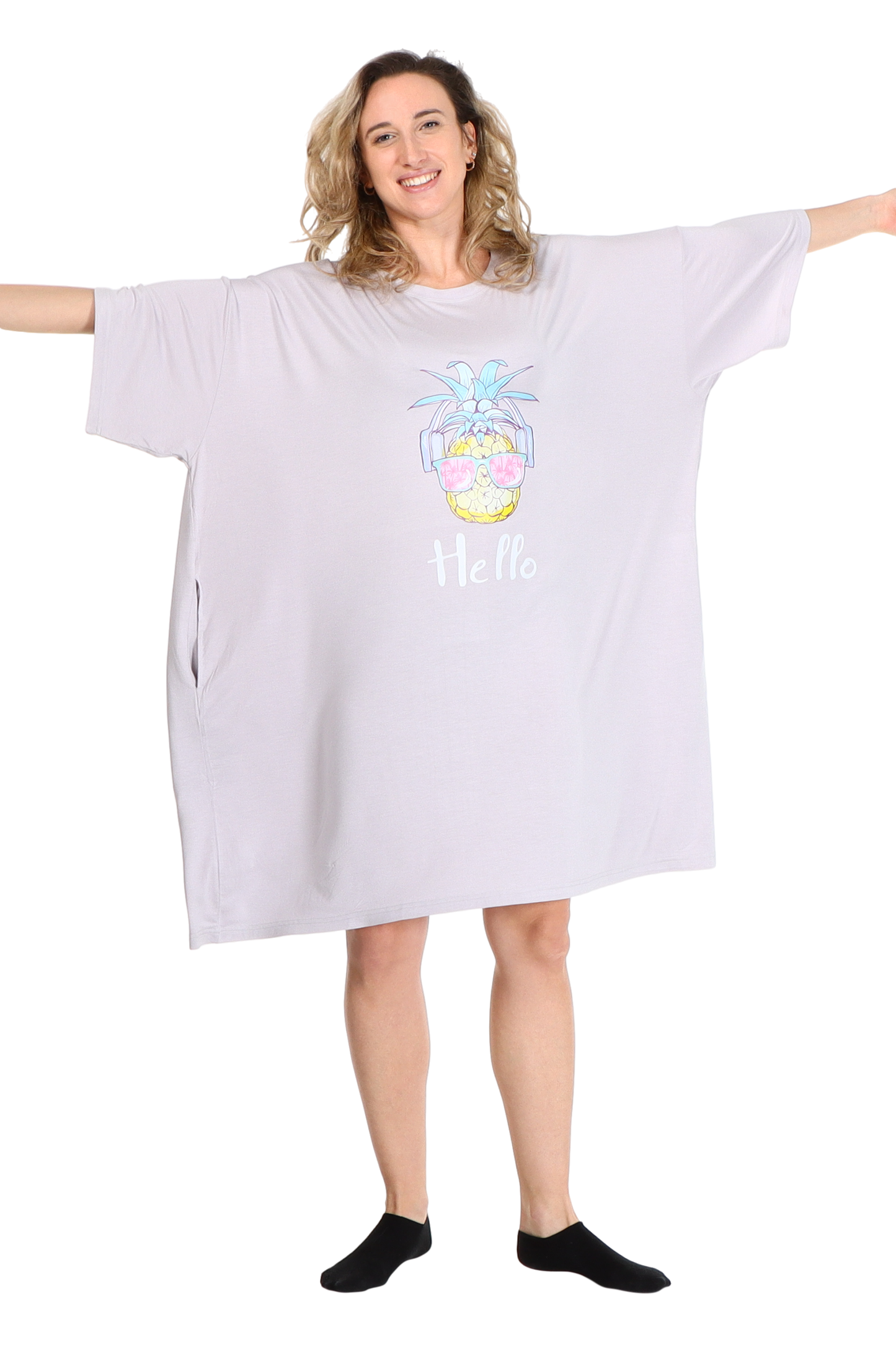 Pineapple Jump Pocket Oversized Sleep Shirt