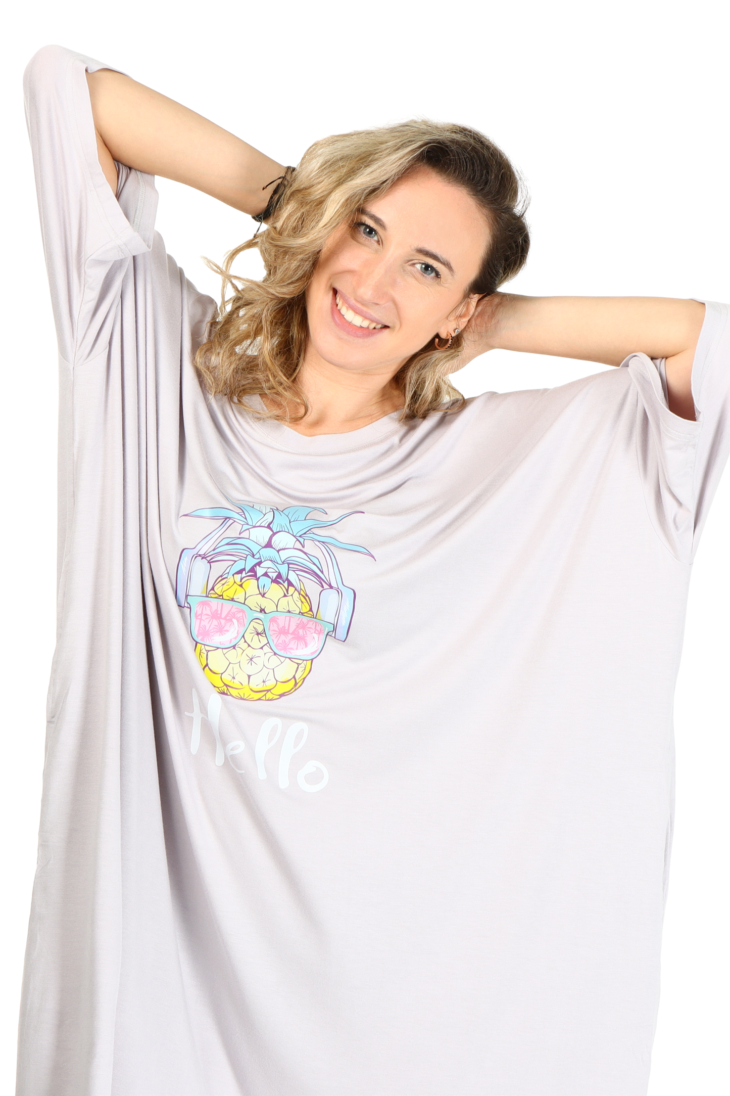 Pineapple Jump Pocket Oversized Sleep Shirt