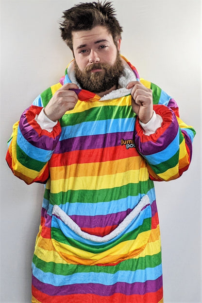 Sweat à capuche arc-en-ciel à poche sautante