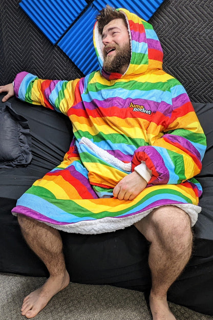 Sweat à capuche arc-en-ciel à poche sautante